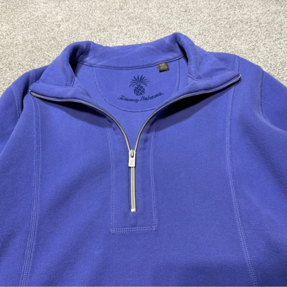 Tommy Bahama Purple 3/4  Zip-Up Sweater Pullover Size L Pineapple Symbol Outdoor - Picture 9 of 12